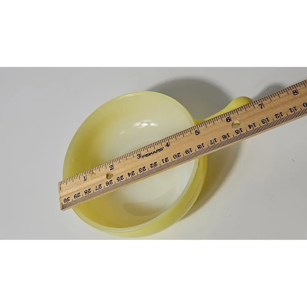 Vintage Yellow and White Glasbake Chili or Soup Bowl with Handle